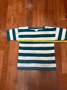 J. Jill Teal and White Striped Short Sleeve Kids Tee